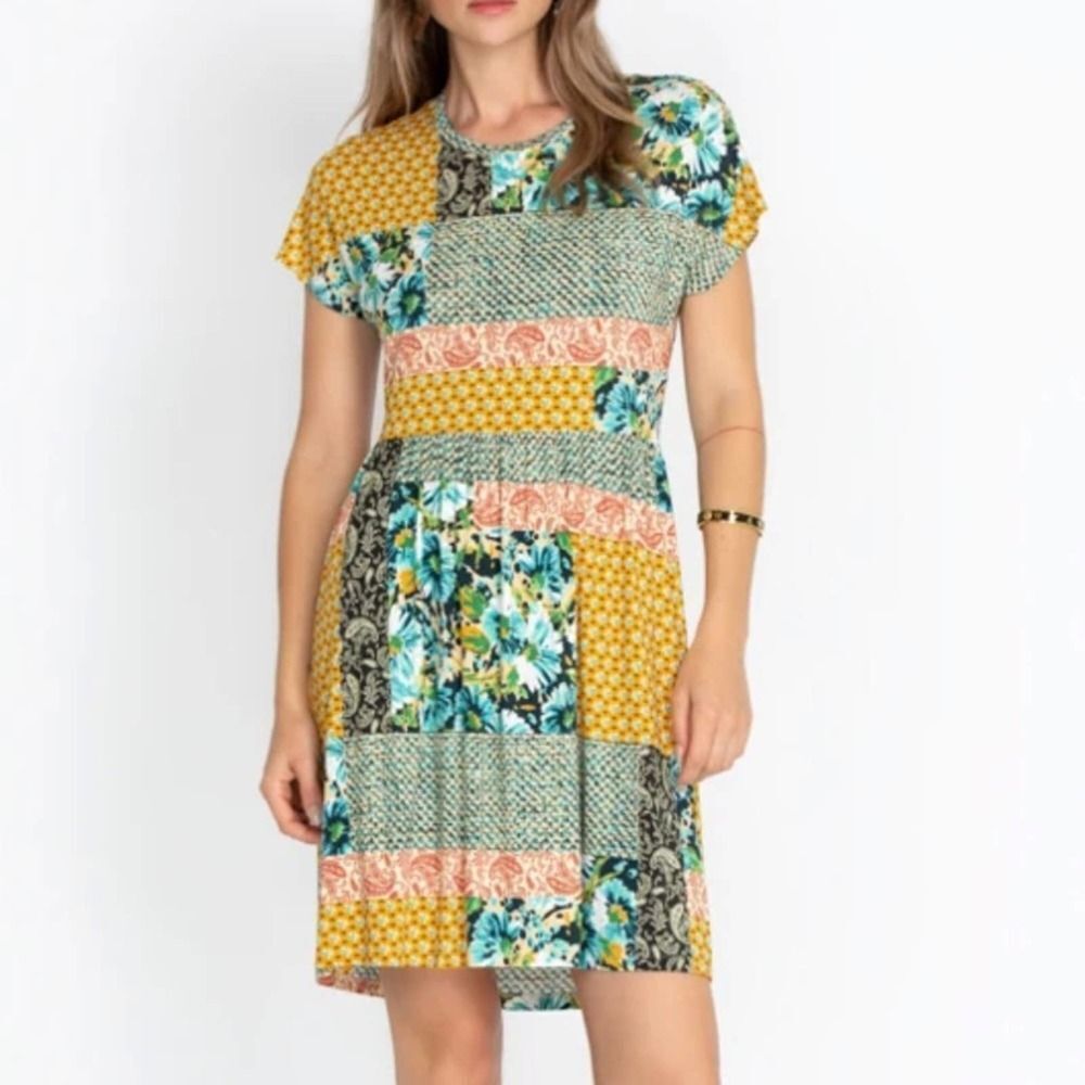 Johnny Was Paisley Block Relaxed Tee Dress
